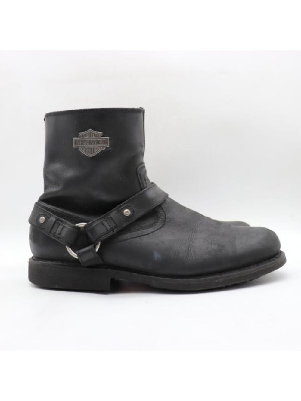 Harley Davidson Scout Matt Black Leather Boots Men's 13 M Side Zip Bar Shield